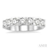 2 ctw 7 Stone Round Cut Diamond Wedding Band in 14K White Gold
